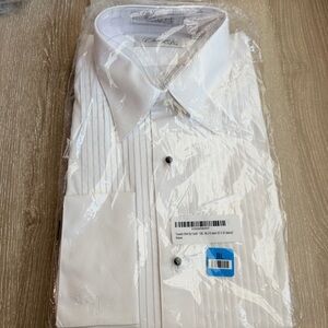 NWT Cristoforo Cardi White Pleated-Front Dress Shirt Formal, 15 (32/33)